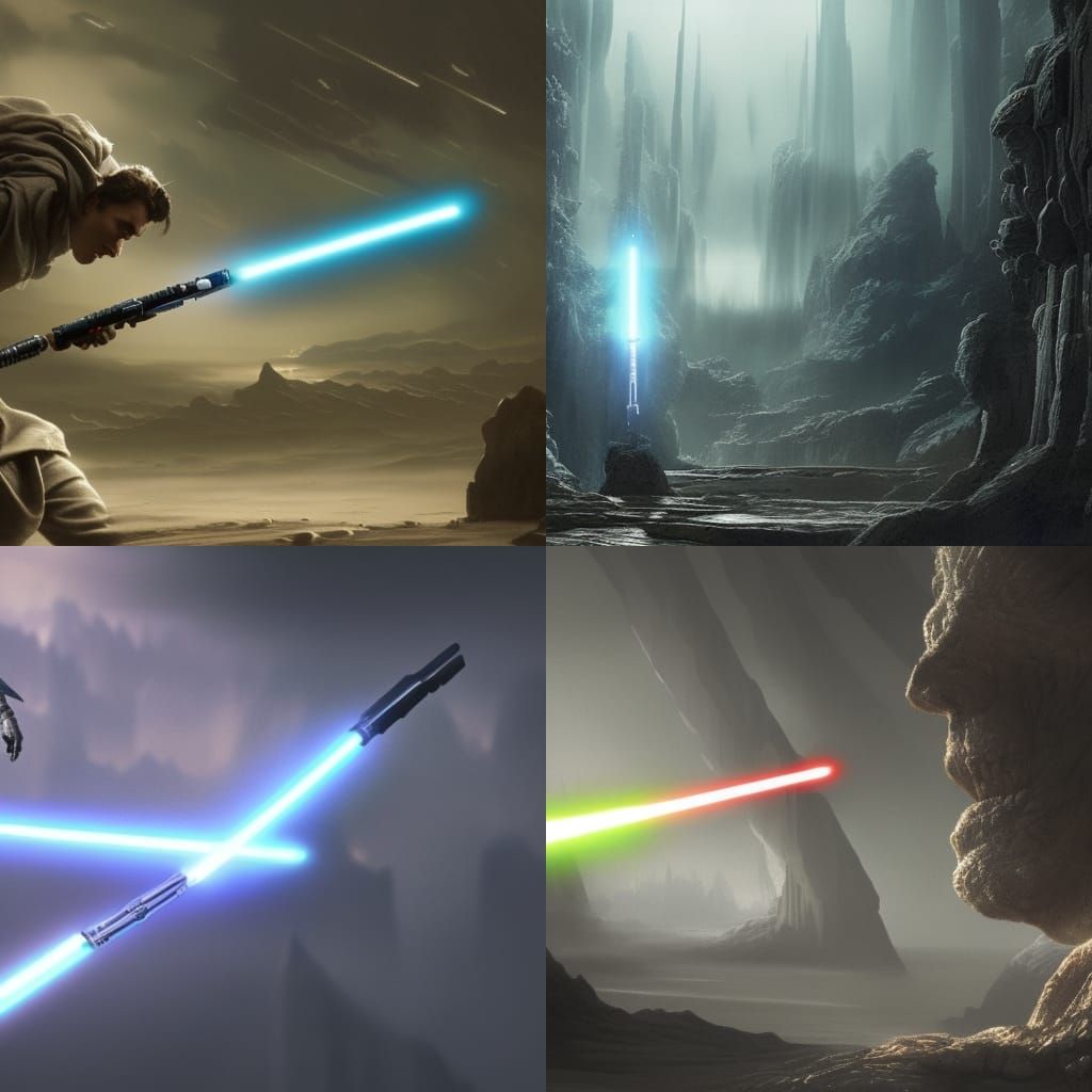 Epic Lightsaber in Digital Matte Painting Style