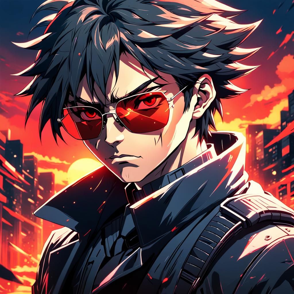 Angry Anime Secret Agent Portrait in Manga Style