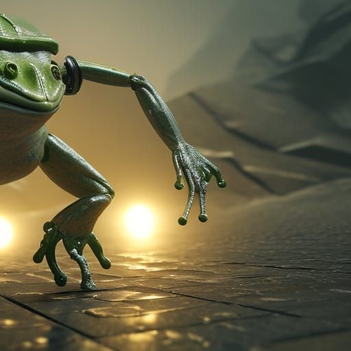 Futuristic Sci-Fi Frog with Intricate Mech Details