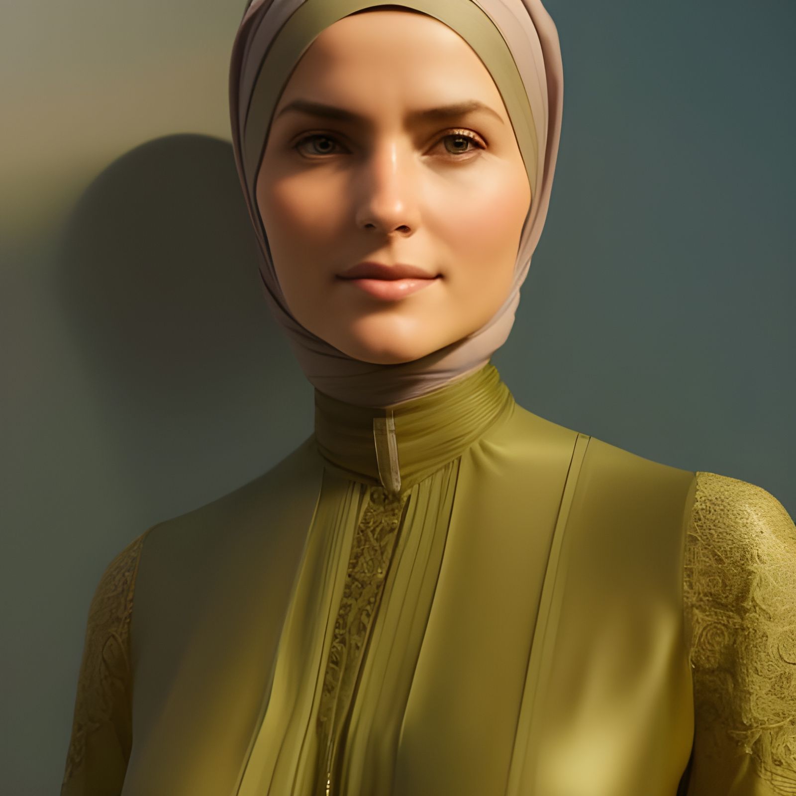 German Woman Portrait in Hijab by Rutkowski