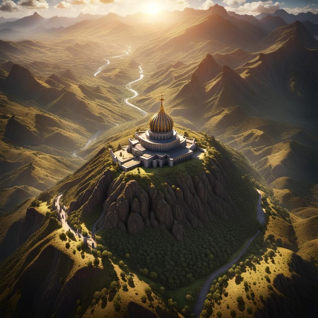 Gishen Mariam Church: Aerial Landscape Art