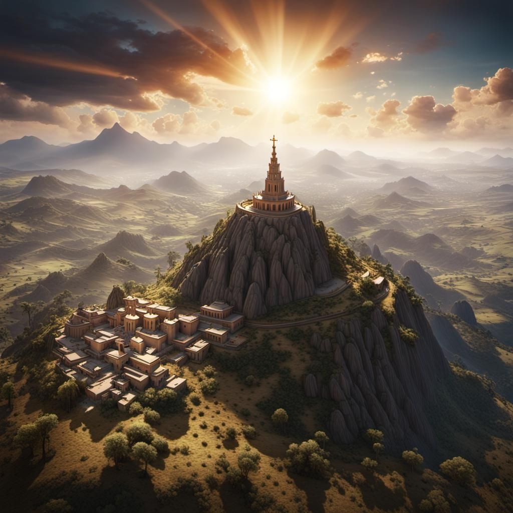 Gishen Mariam Church Aerial View: Fantasy Concept Art