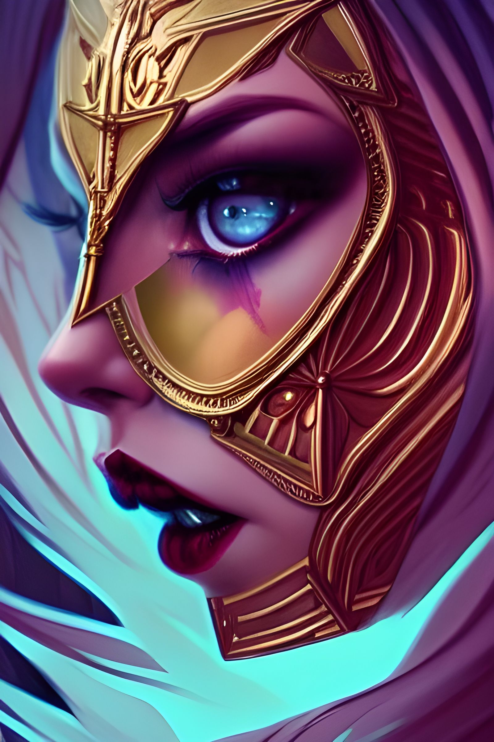 Sinister Foxy Angel Portrait with Gold Breastplate