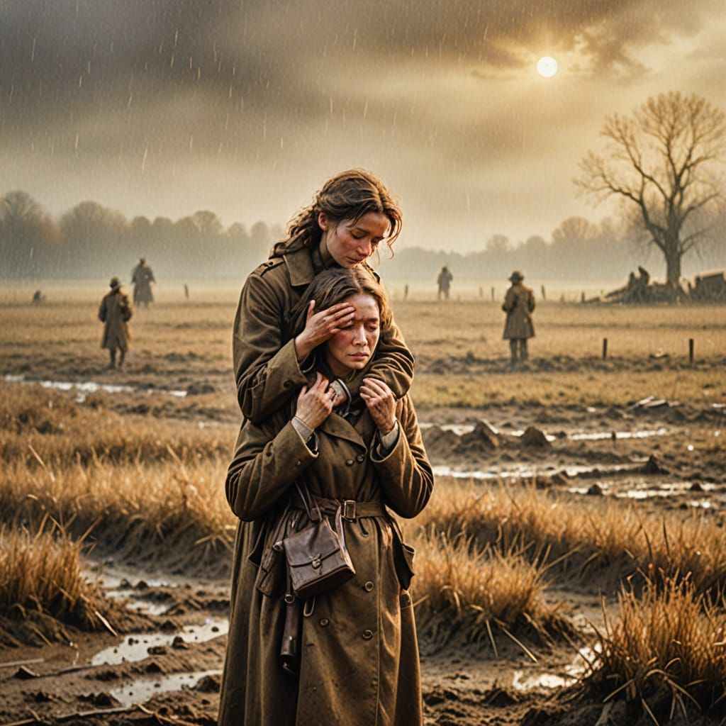 A Heart-Wrenching Moment of Farewell in a Muddy Battlefield