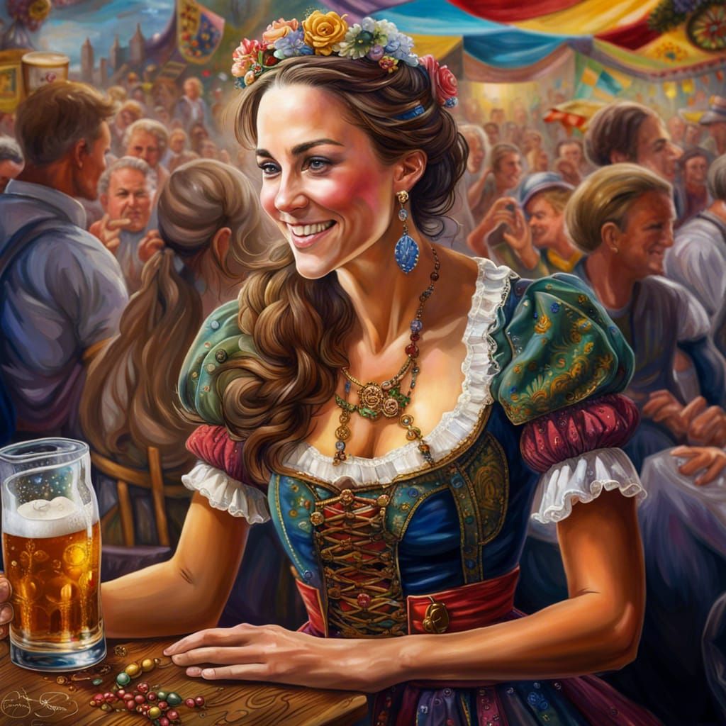 Hyperrealistic Photo of Woman in Tracht at Oktoberfest