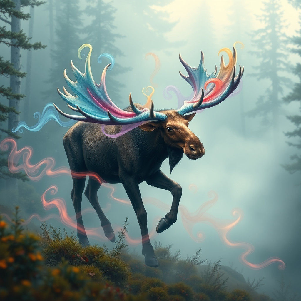 Majestic Moose in Ethereal Forest