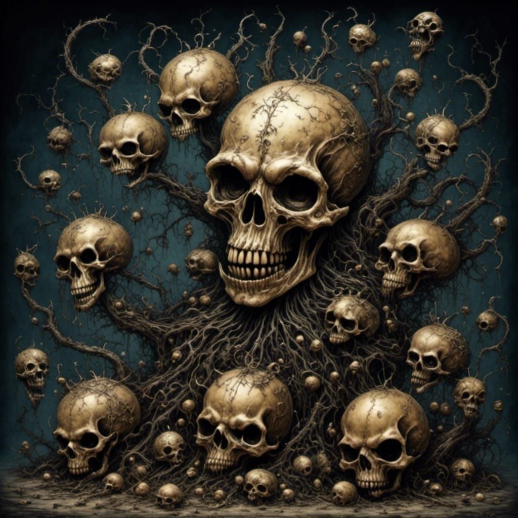 Terrifying Pumpkin Monster in Whimsical Horror Landscape