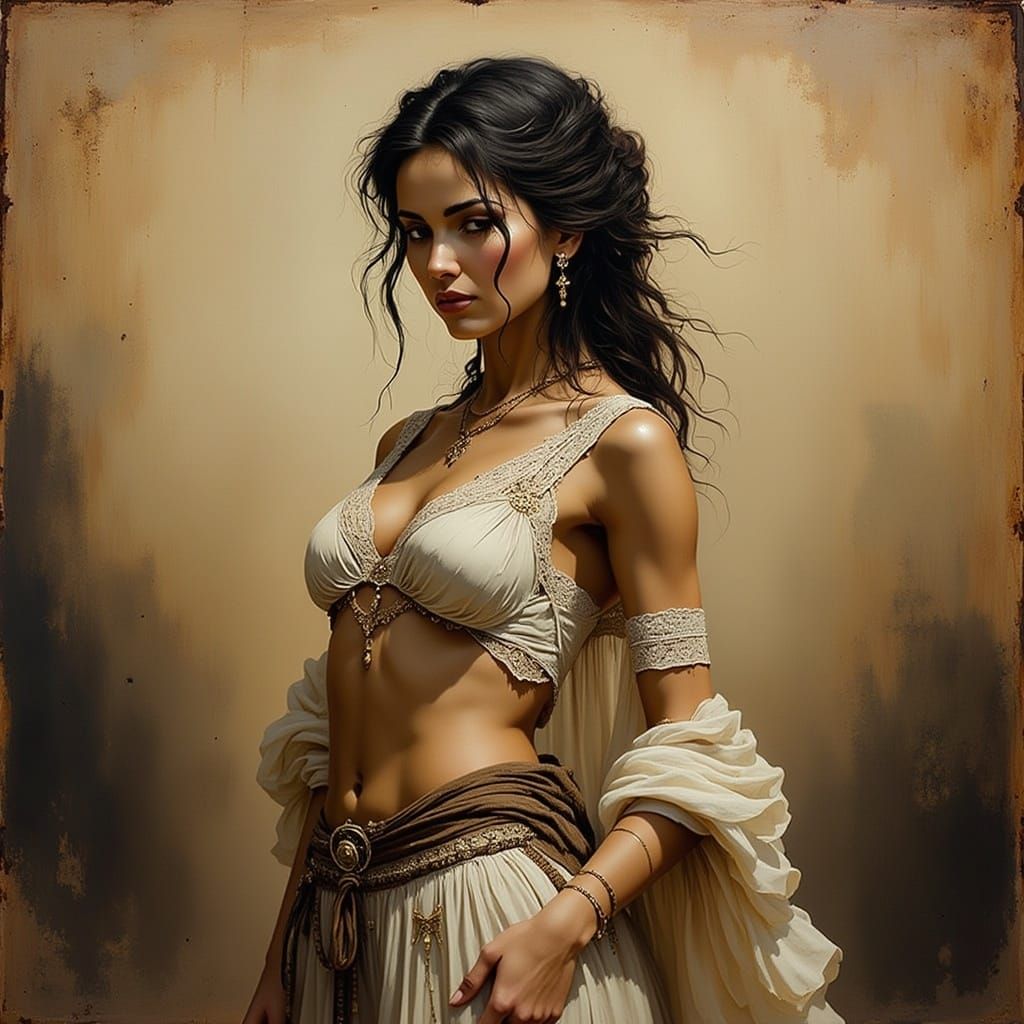 Elegant Woman in Bohemian Style Portrait