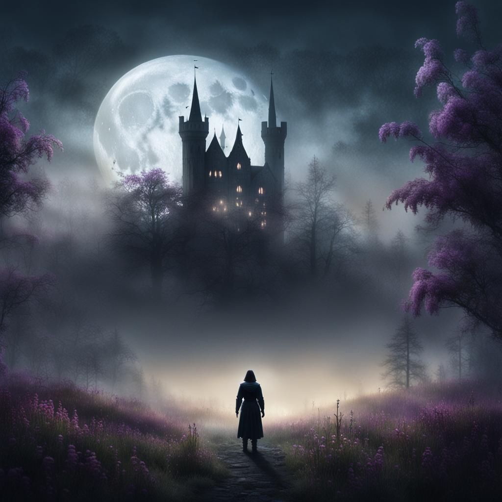 Misty Medieval Fair in Moonlit Forest