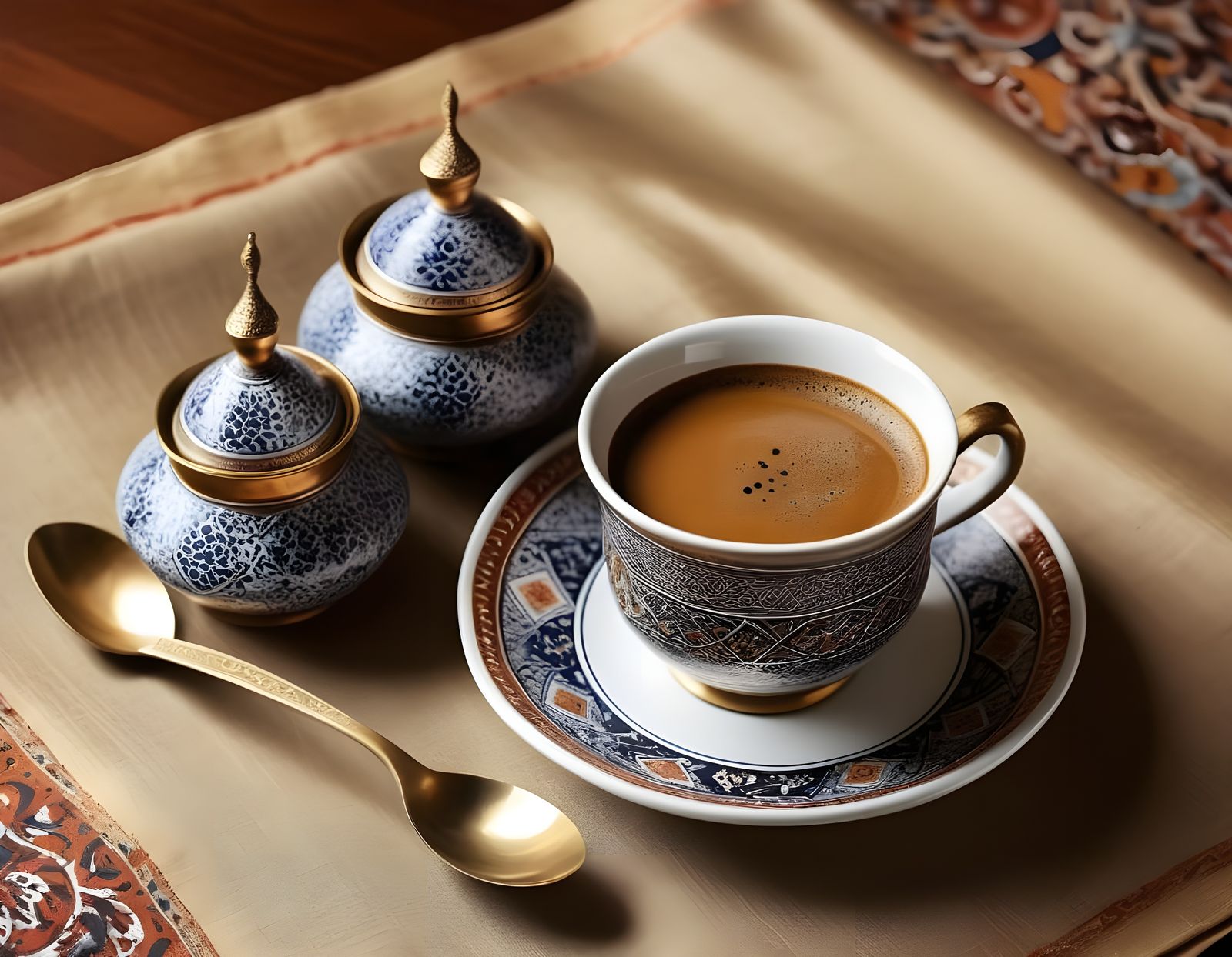 Elegant Ottoman-Style Turkish Coffee Set in İznik Pottery St...