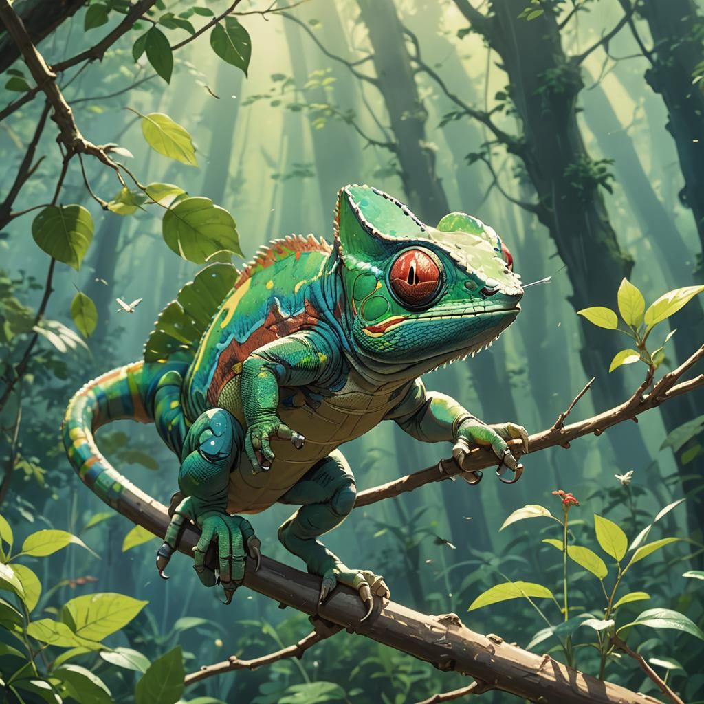 Chameleon Catches Fly: Studio Ghibli Anime Visual