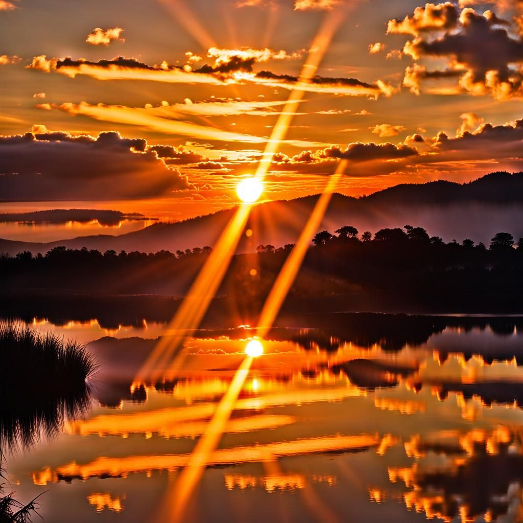 Sunset Reflection: Professional Photography with Bokeh