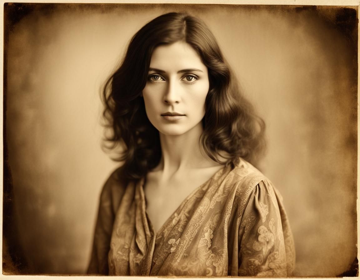 Vintage Sepia Portrait of a Mysterious Woman