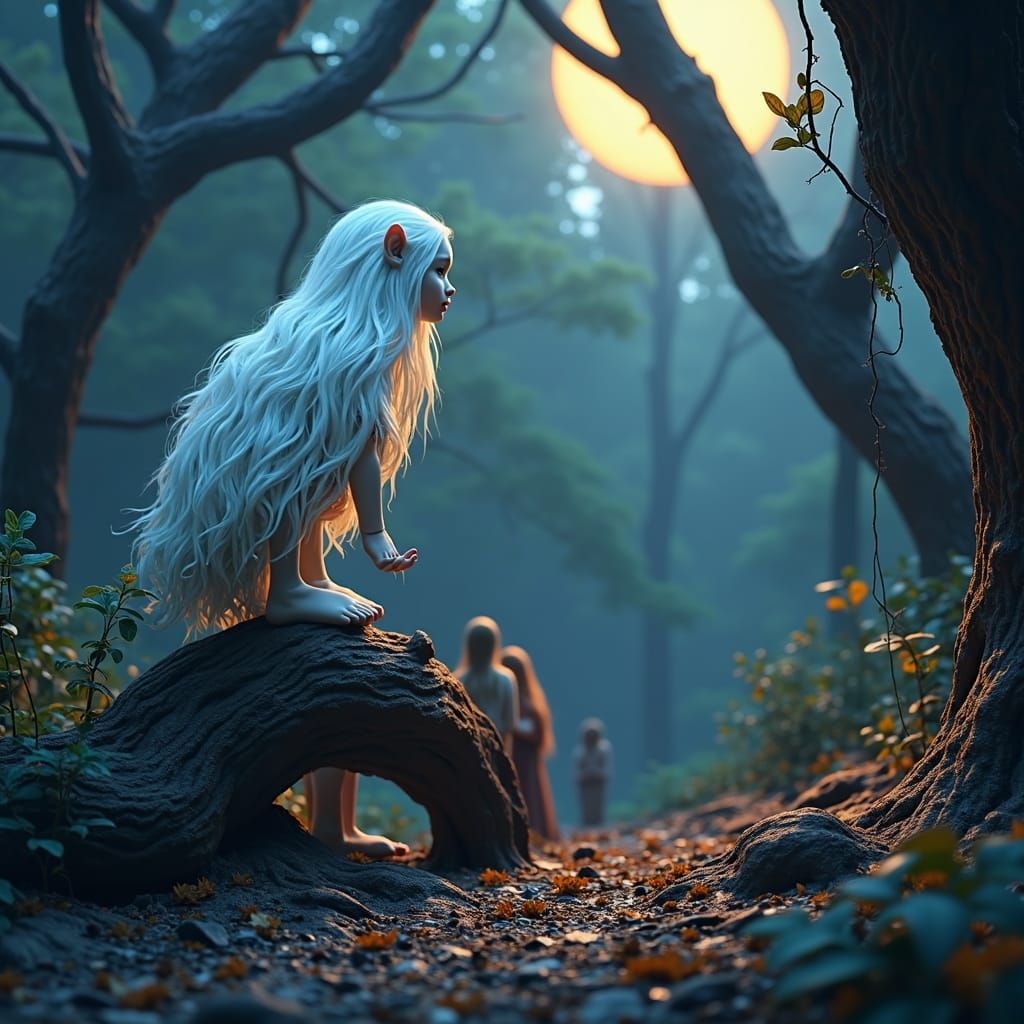 Witches in Mystical Forest Witnessing Birth