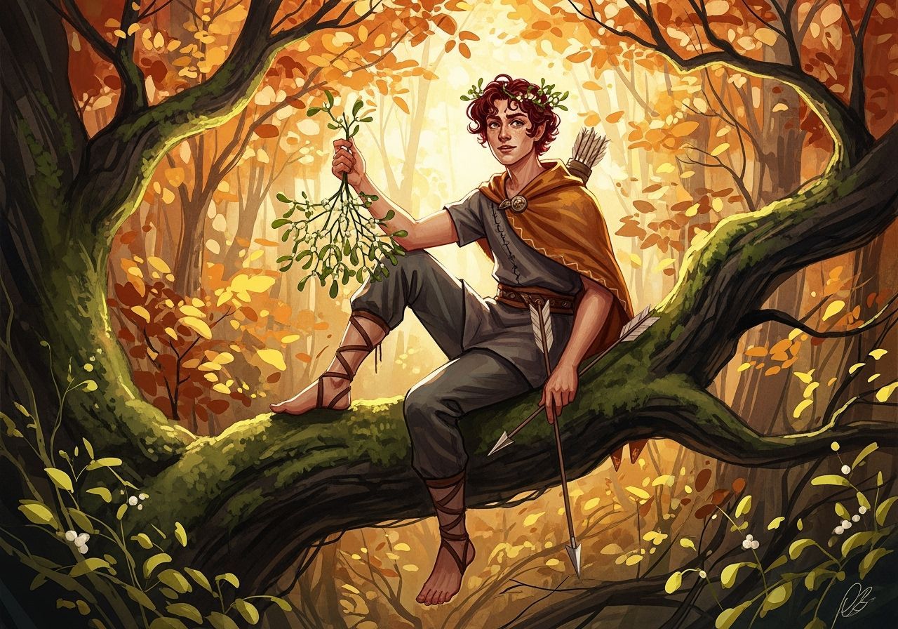 Scandinavian Man with Mistletoe in Impressionist Watercolor