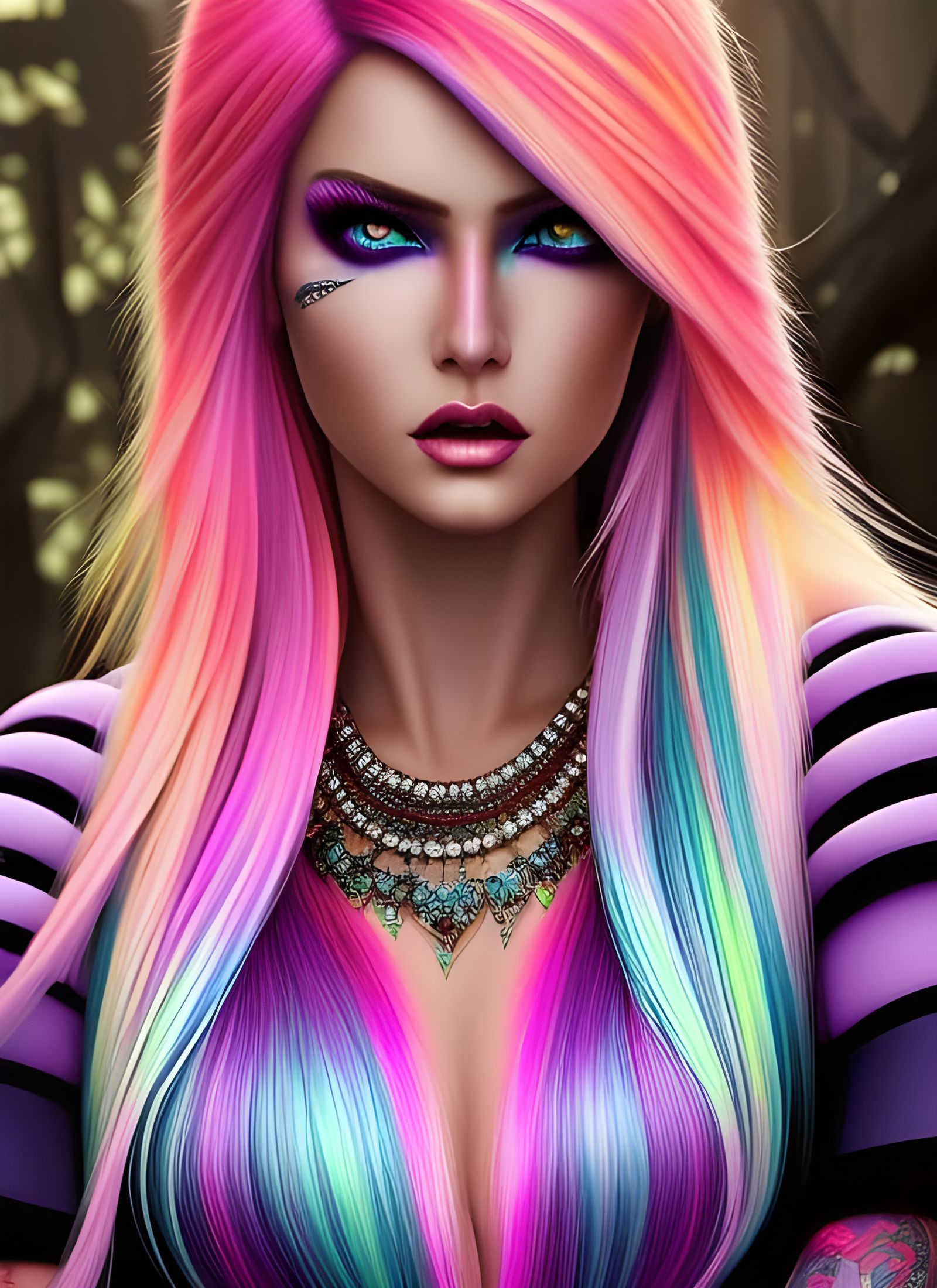 Neon Princess Portrait in Hyperrealistic Digital Art