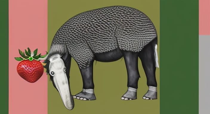 Anteater Enjoys Strawberry Fanta in Paper Collage