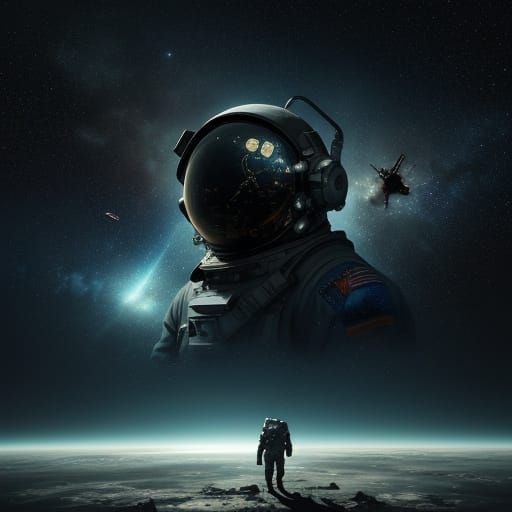 Astronaut Adrift in a Starry Vortex