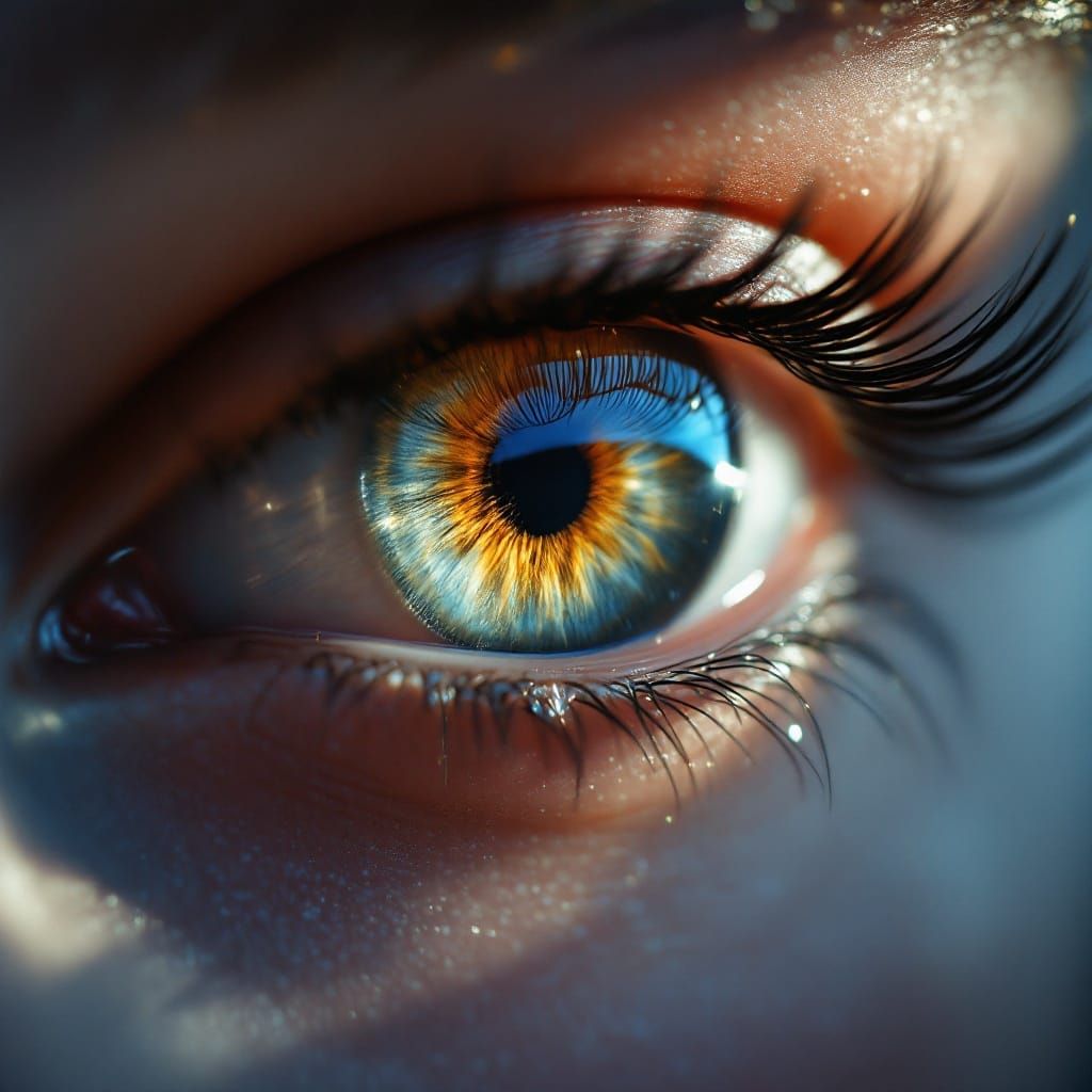 Serene Feminine Eye with Sleeping Baby Reflection