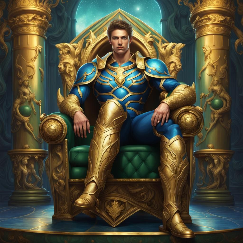 Celestial Man on Throne with Magic Balance