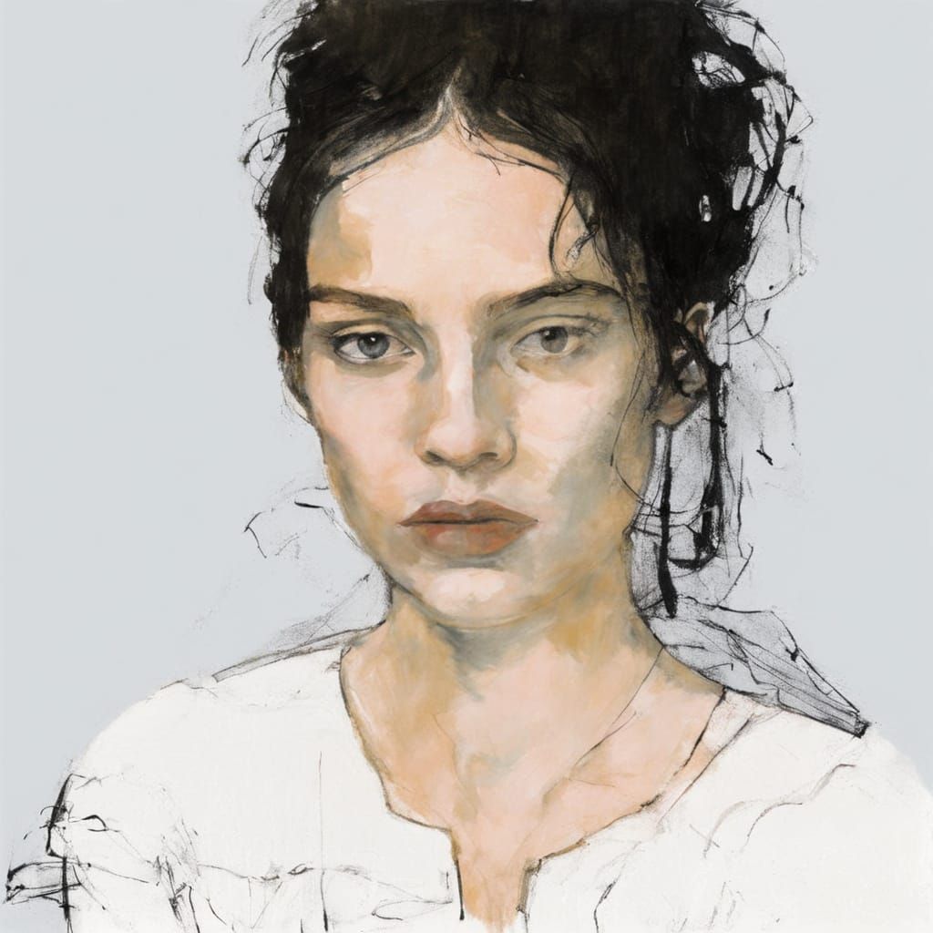 Emotive Portrait of a Young Woman in Expressionist Style