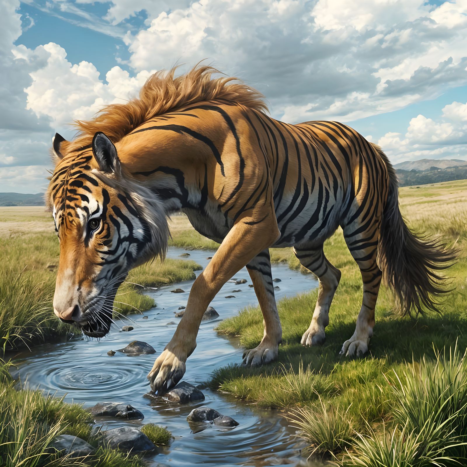 Ethereal Equine Feline on Windswept Prairie