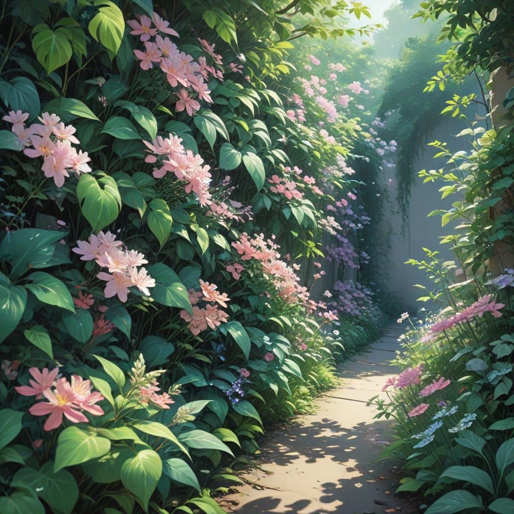 Vibrant Anime Artwork of Delicate Flowers in Soft Lighting