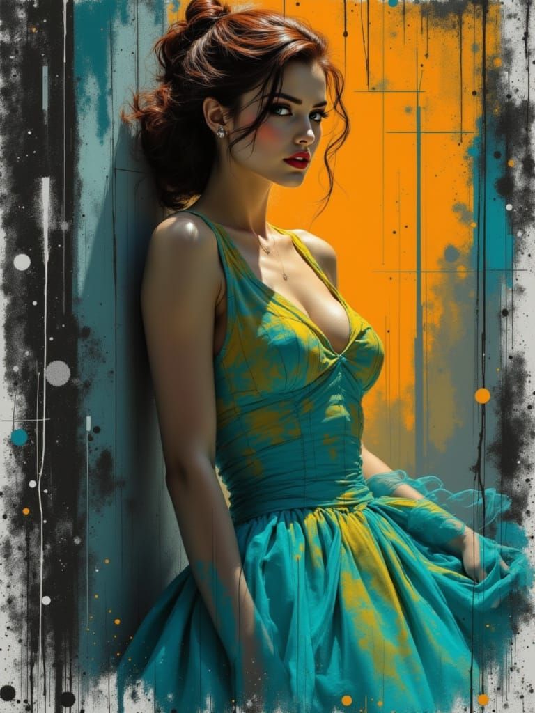 1950s Pin-Up in Impressionistic Style