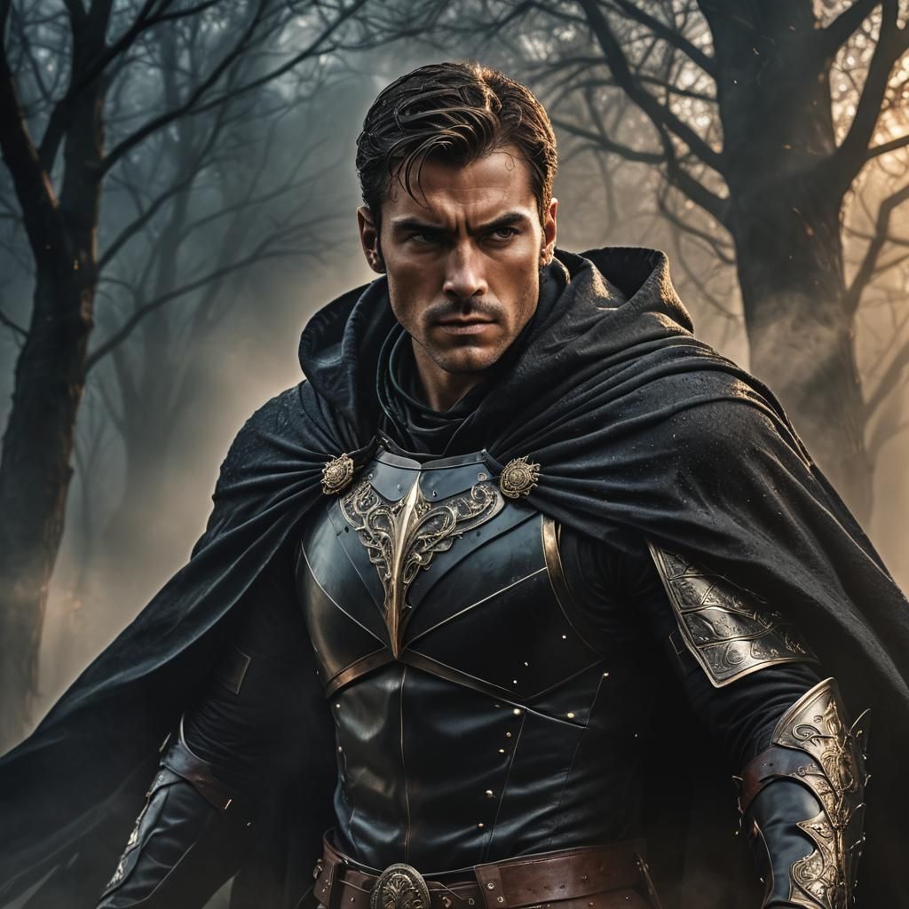 Ethereal Dark Fantasy Portrait of Armored Man