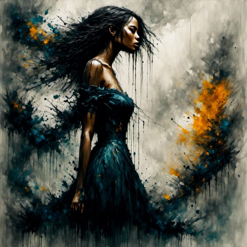 Slender Woman Dancing with Grunge Aesthetic