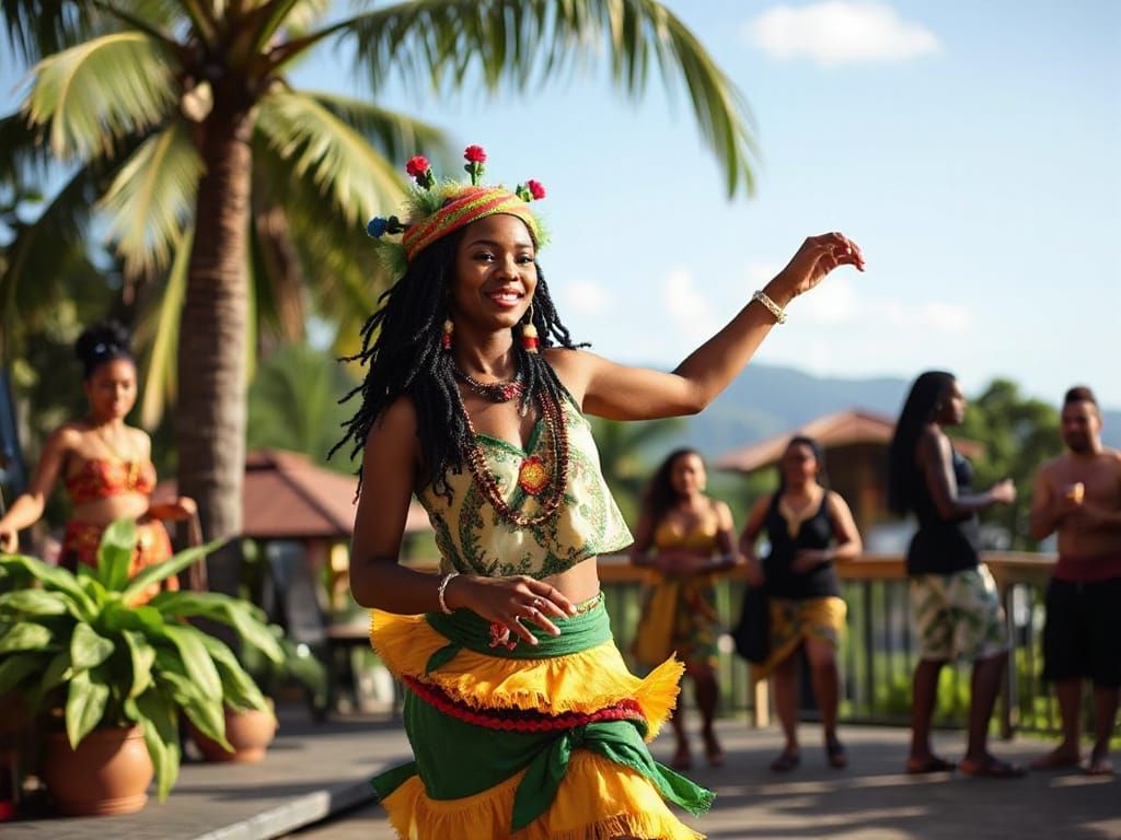 Jamaican Enthusiastic Dancer in Vibrant Motion
