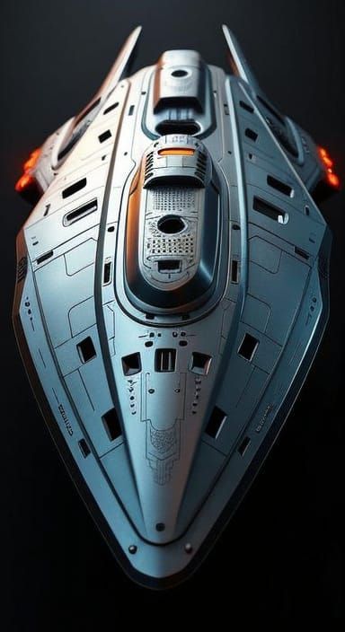 Symmetrical Starship in a Vibrant Digital Painting