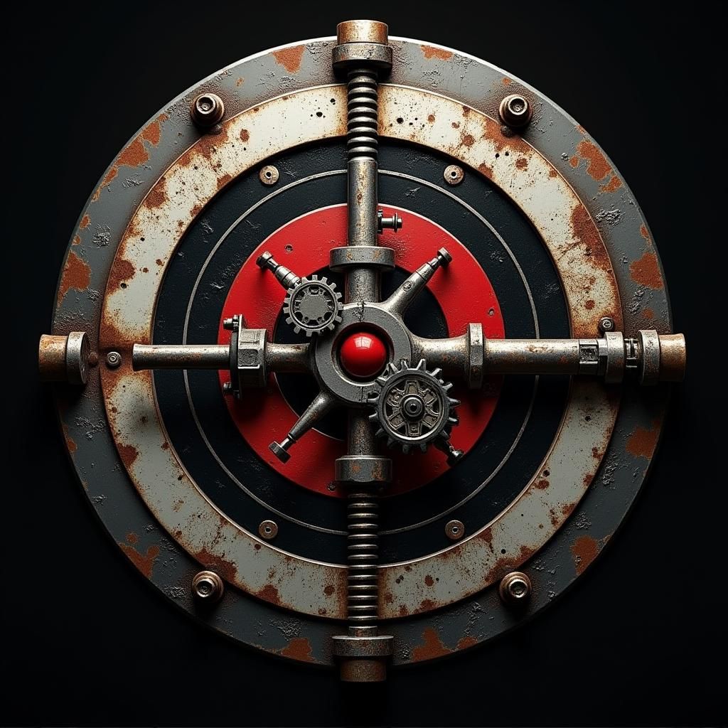 Hard Target Gunsmithing Logo: Mechanical Bullseye Design