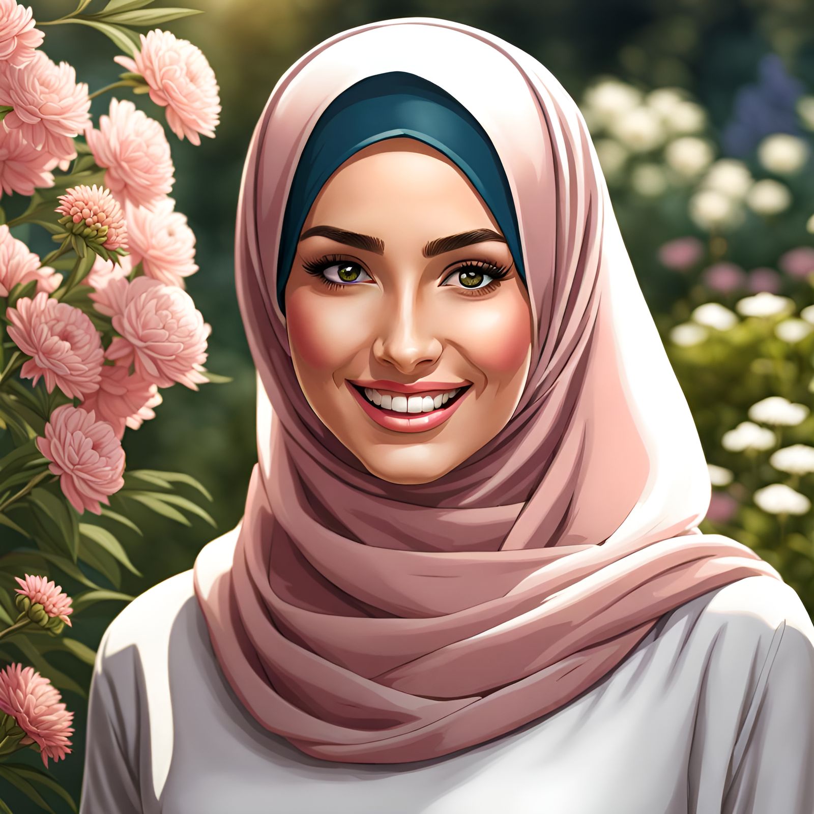 Beautiful Turkish Hijabi Woman in Garden Portrait