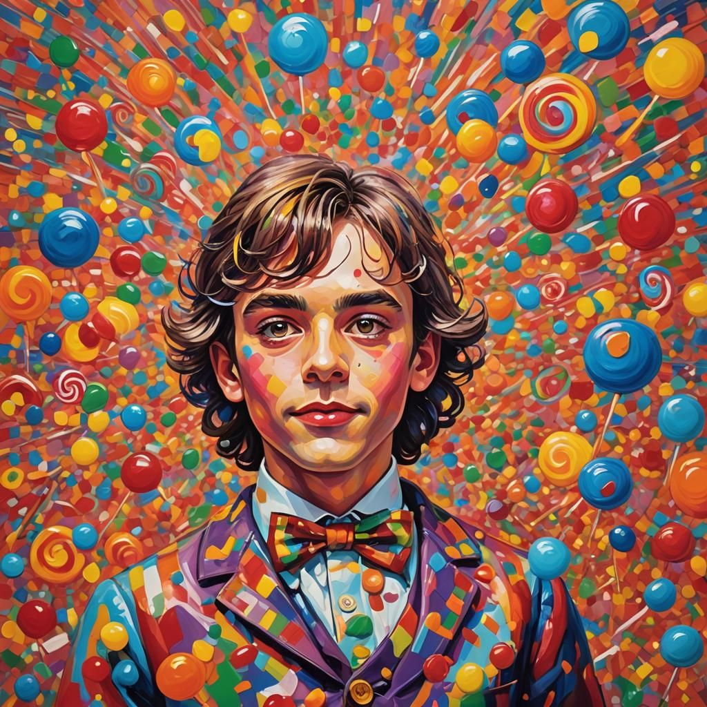 Candy World Portrait in Vibrant Impasto Style