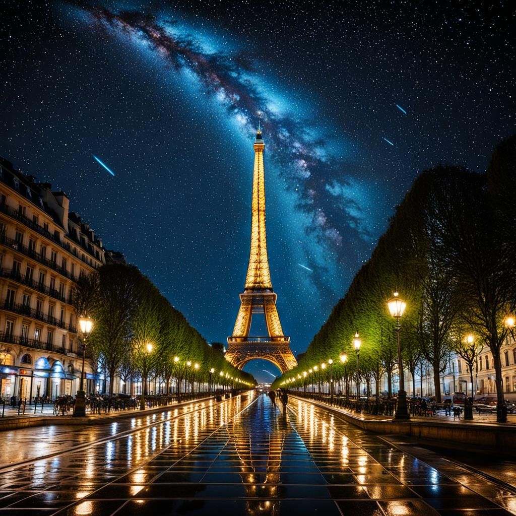 Paris con una noche estrellada