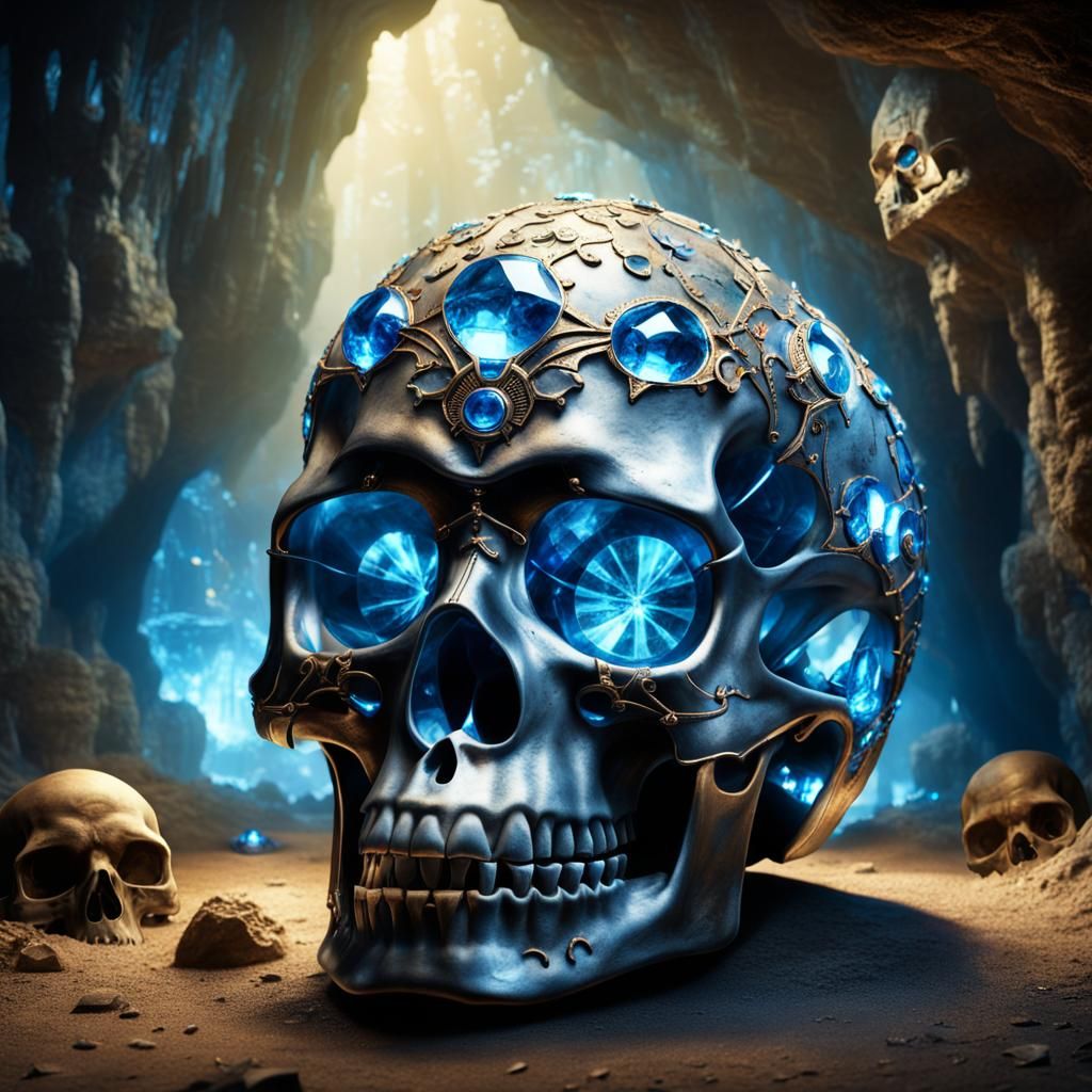Crystal Skull in Mystical Treasure Cave