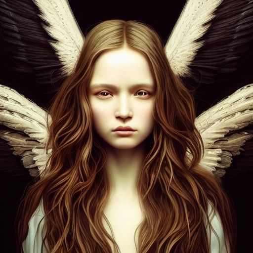 Beautiful Angel Portrait in Darkwave Style