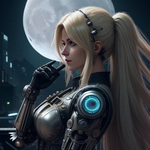 Cyberpunk Woman with Transforming Clockwork Arm