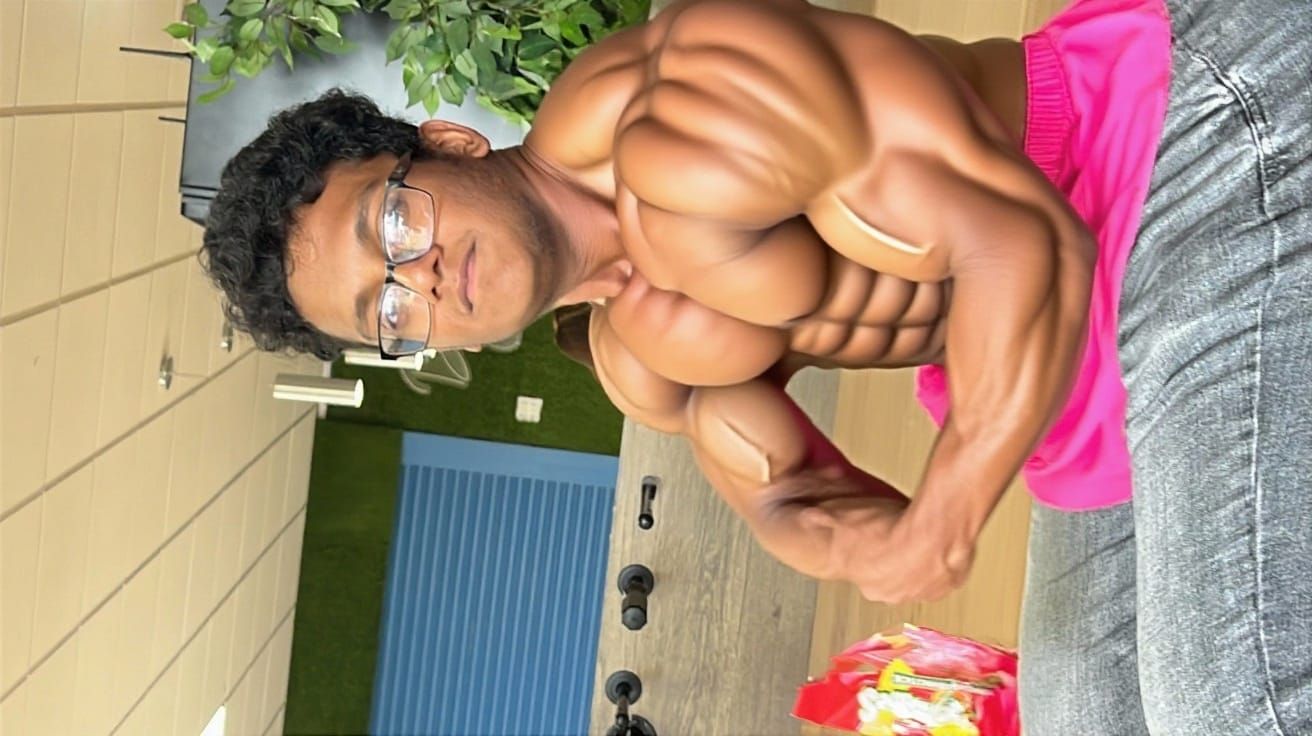 Muscular Man in Pink Skirt