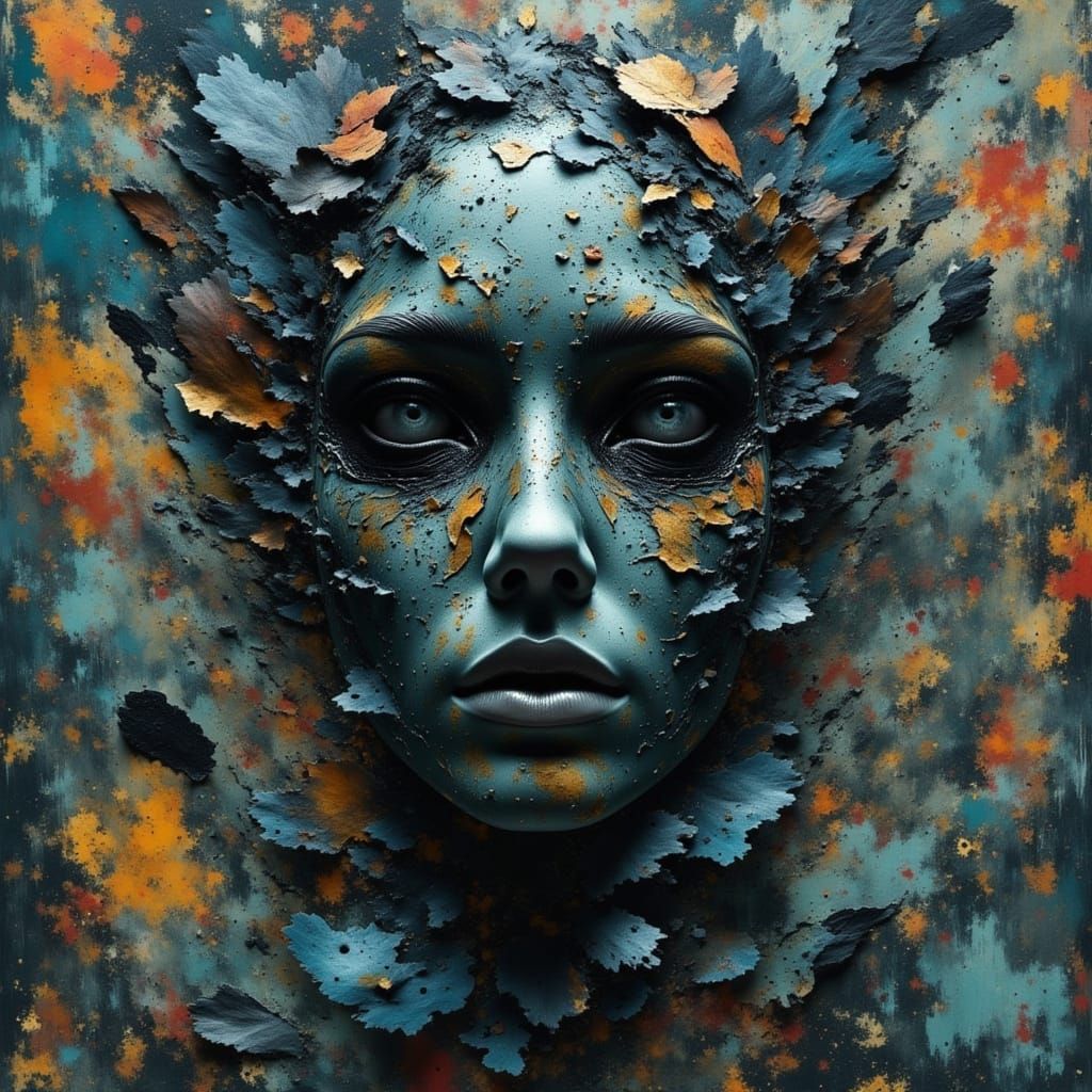 Surreal Collage Hiding Depression with Black Opal Eyes