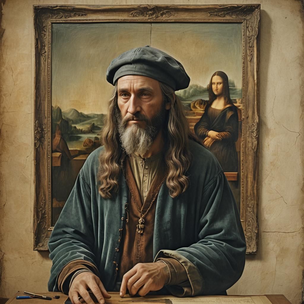 Da Vinci Painting His Masterpiece: Cinematic Film Still