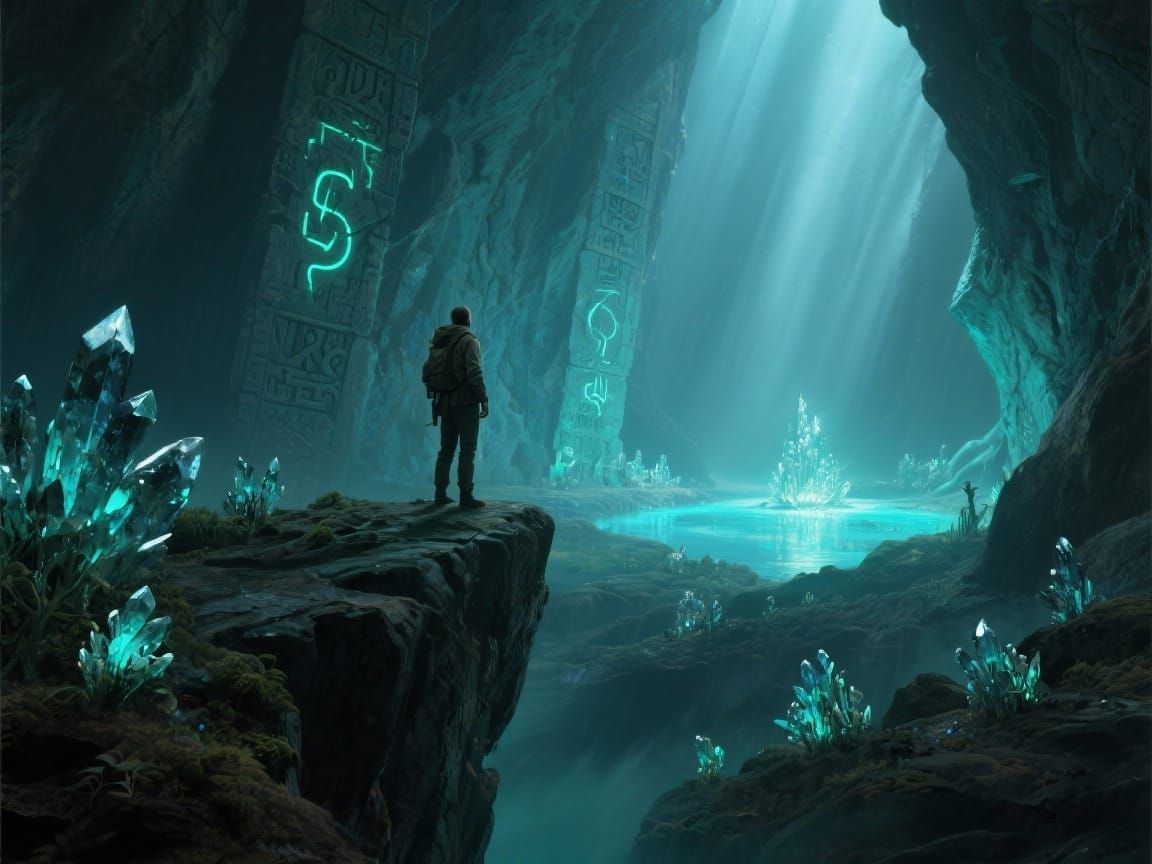 Explorer Discovers Bioluminescent Cavern Oasis