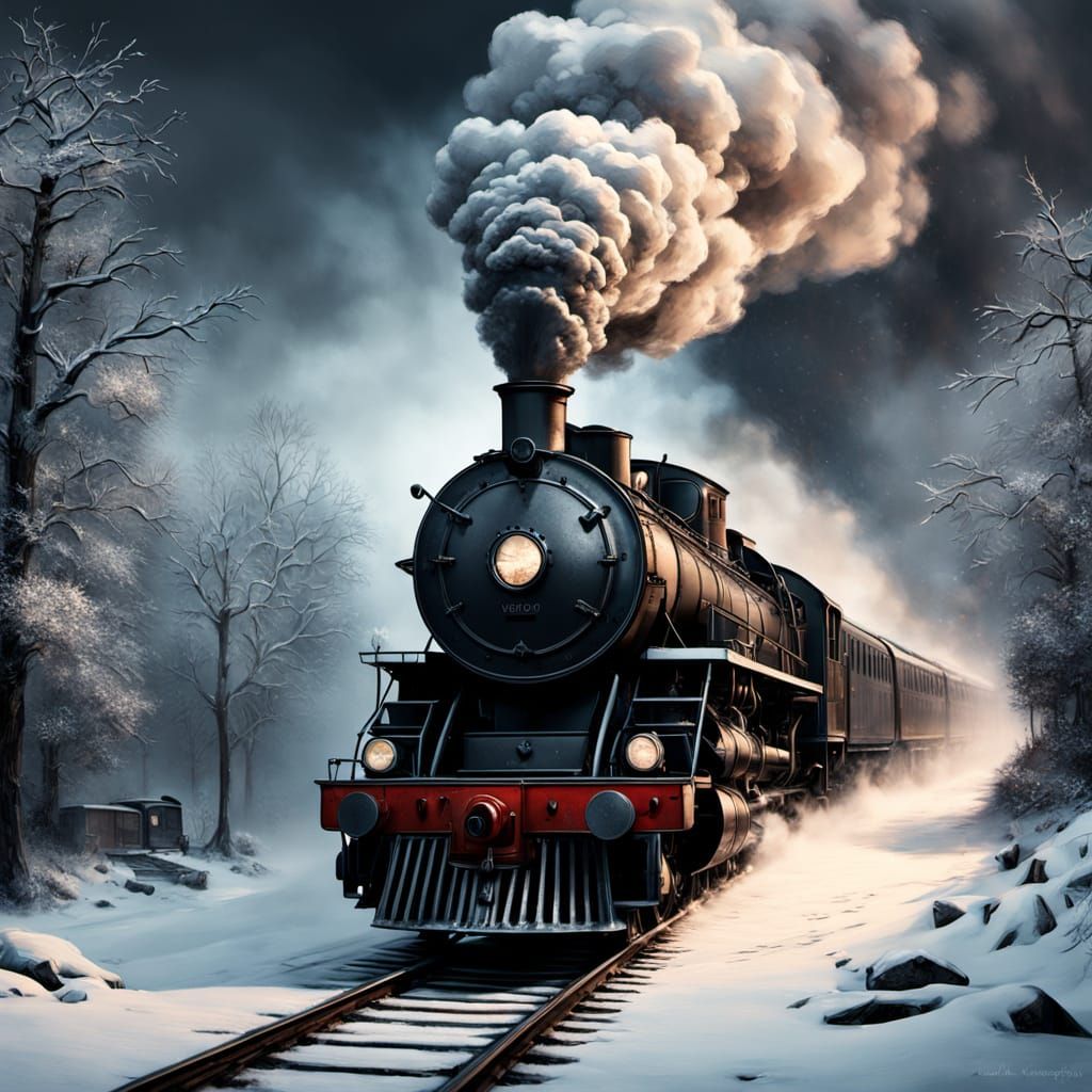1930s Steam Train in Winter Blizzard