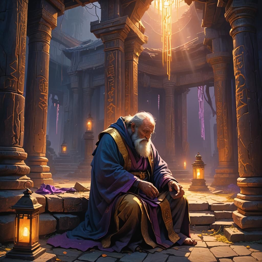 Mystical Temple Prayer in Fantasy Concept Art