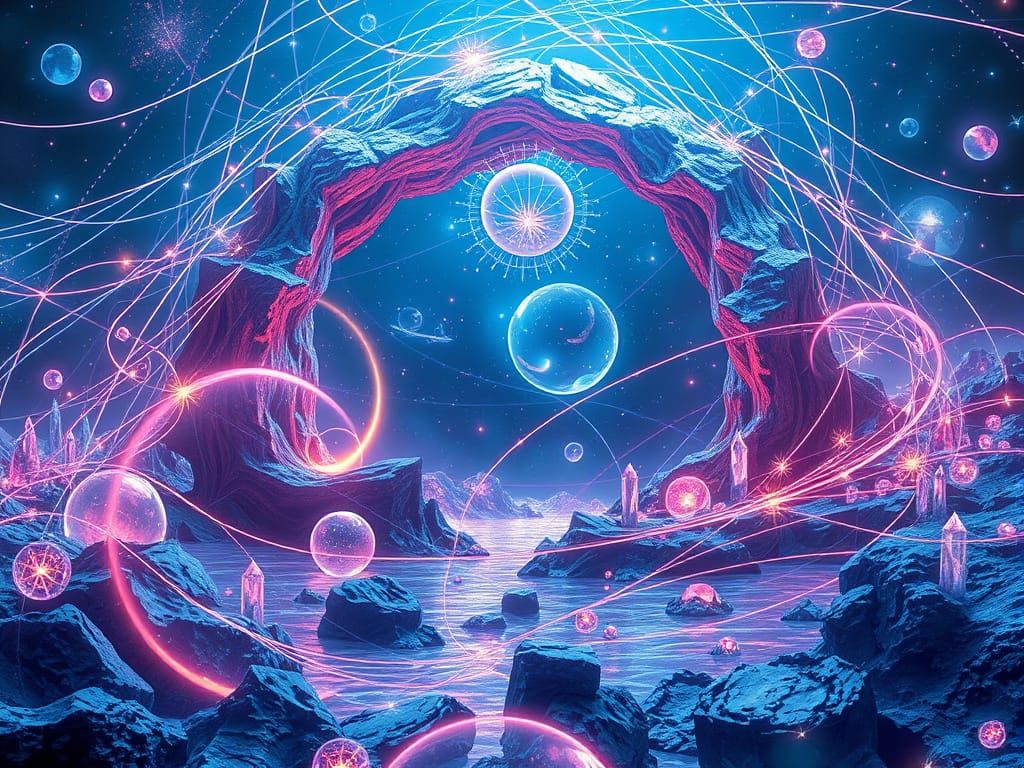 Surreal Quantum Portal Unfolds in Vibrant Harmony