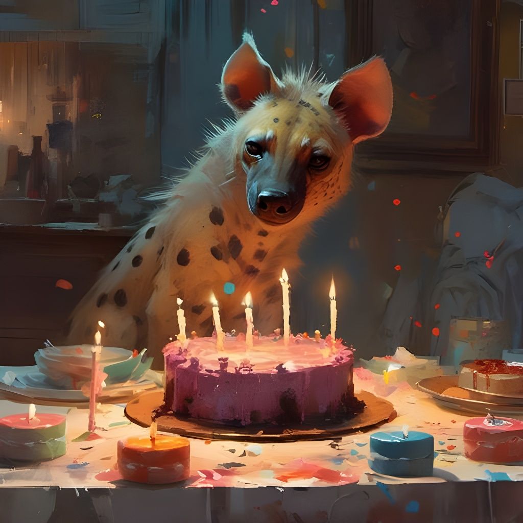 Hyena Blows Out Birthday Candles: Maximalist Painting