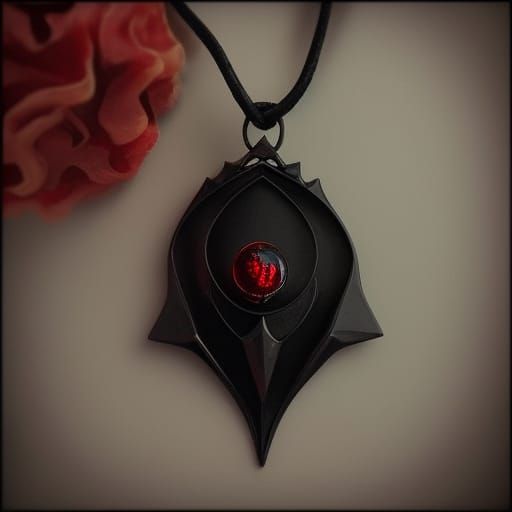 Hecate gothic necklace with obsidian pendant with red accents& gothic vibes& ethereal vibes& witchy vibes& magical vibes...