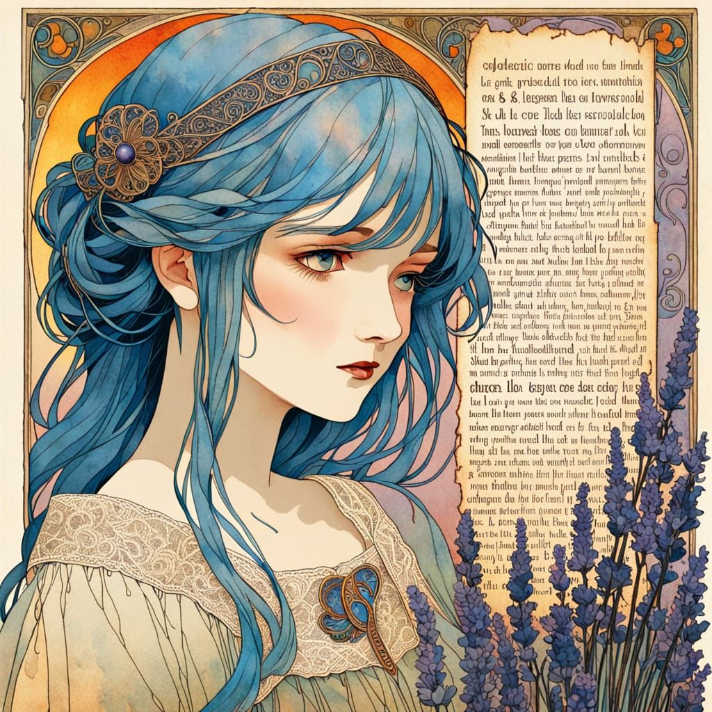 Ethereal Lady Lavender in Art Nouveau Style