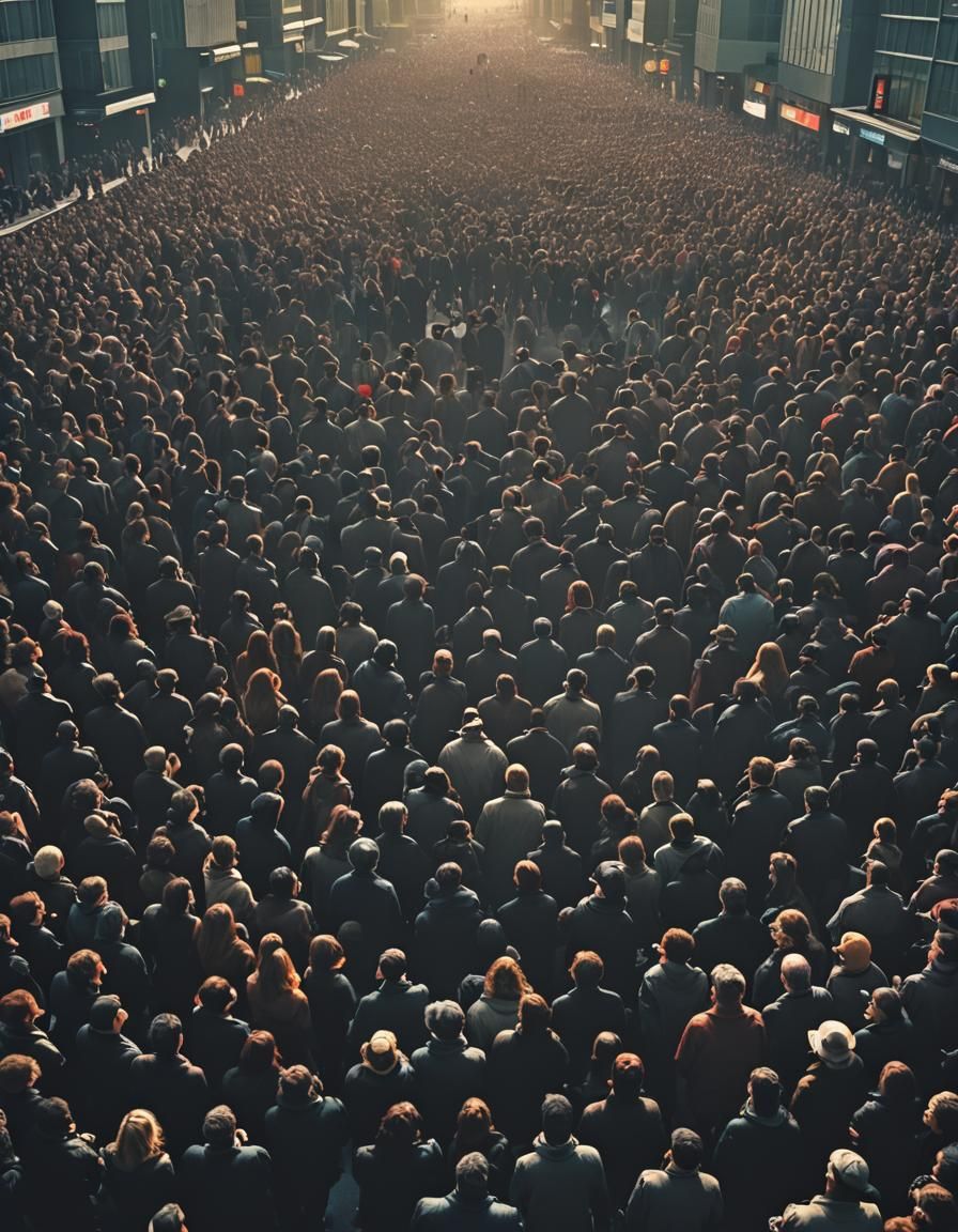 Gigantic Silhouettes Watching Cityscape: Cinematic Film Stil...